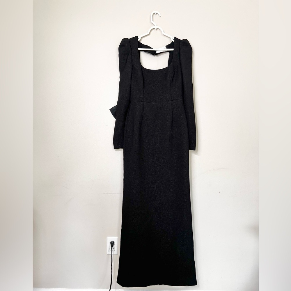 Rebecca Vallance Monique Open Back Tie Detail Maxi Black Gown Size 4 - Picture 4 of 10